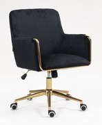 HR4318K Scaun Neagră Catifea cu Bază Aurie