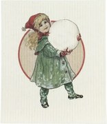 Lavetă artizanală din bumbac cu motiv de iarnă de Jenny Nyström, multicolor, 17×20 cm, „Snowball"