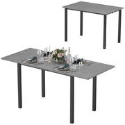 HOMCOM Masă de dining extensibilă masă de bucătărie design modern cu blat mare 6 persoane cadrul din oțel gri închis | Aosom Romania
