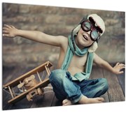 Tablou pe sticlă - Tânăr aviator (70x50 cm)