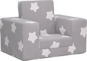 vidaXL Canapea extensibilă de copii, gri deschis cu stele, pluș moale