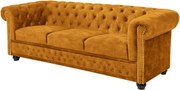 Canapea clasica stil englezesc Chesterfield 3 locuri, galben mustar