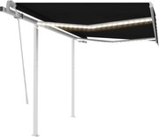 vidaXL Copertină retractabilă manual cu LED, antracit, 3x2,5 m