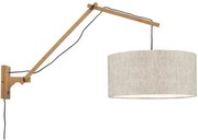 Aplica cu brat articulat din bambus si abajur din tesatura in, Andes natur/ in deschis