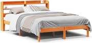 vidaXL Cadru de pat cu tăblie, maro ceruit, 140x200 cm, lemn masiv pin