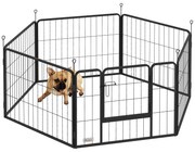 PawHut Țarc pentru Câini Portabil din 6 Panouri, 160x80x60 cm, Negru | Aosom Romania