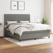 vidaXL Pat box spring cu saltea, gri închis, 180x200 cm, textil