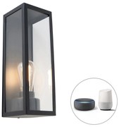 Lampă de perete exterioară inteligentă neagră cu sticlă, inclusiv Wi-Fi ST64 - Rotterdam Long