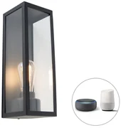 Lampă de perete exterioară inteligentă neagră cu sticlă, inclusiv Wi-Fi ST64 - Rotterdam Long
