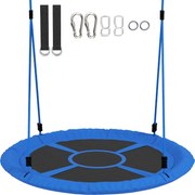 AIYAPLAY Leagăn tip cuib, leagăn pentru 2 copii cu corzi reglabile pe înălțime, șezut rotund Ø 80 cm, albastru | Aosom Romania