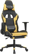 vidaXL Scaun de gaming cu suport picioare negru/auriu, piele ecologică