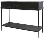 Consola din metal, neagra, cu 3 sertare, aspect vintage