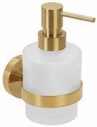 Dozator de săpun Sapho XR103GB X-Round Gold 200 ml, sticlă de lapte / auriu