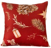 Husa pentru perna din microfibra GOLD CHRISTMAS 45x45 cm, rosu