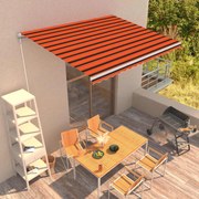 vidaXL Copertină retractabilă manual, portocaliu &amp; maro, 400 x 300 cm