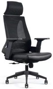 Scaun ergonomic Walker 3285, spătar mesh, sezut piele ecologica, Negru