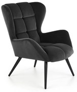 Fotoliu Tyrion velvet negru H91 cm