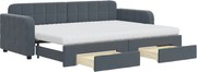 vidaXL Pat de zi cu extensie și sertare gri închis 80x200 cm catifea