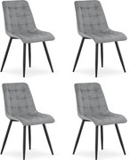 Set 4 Scaune Bucatarie/Dining Spirit Catifea Gri Deschis