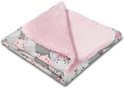 Paturica dubla pufoasa cu doua fete 100x78 cm Kidizi Fluffy Hippolandia