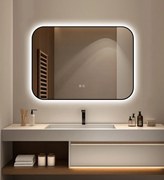 🪞 Oglindă LED cu Touch și Funcție Dezaburire – Ramă Negru, 90x65 cm, Model J187-9065 Smack