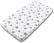 Cearceaf din bumbac cu elastic roata pentru patut 120x60 cm Kidizi All Pink Stars