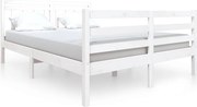 vidaXL Cadru de pat dublu, alb, 135x190 cm, lemn masiv