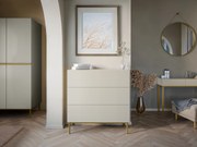 Comodă Nicole 100 cm cu sertare și front striat - casmir / picioare aurii