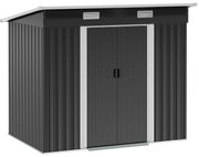 Outsunny Şopron din metal 2,3 m² 207 x 130 x 182 cm șopron cu acoperiş în pantă fereastră cadru pentru pardoseală negru | Aosom Romania