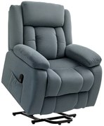 HOMCOM Fotoliu cu ajutor la ridicare din material textil moale, Fotoliu recliner cu telecomandă și buzunare laterale, Gri | Aosom Romania