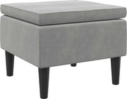 vidaXL Taburet cu picioare din lemn, catifea gri deschis