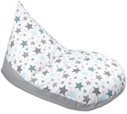 Fotoliu copii Bean Bag Lounger All Mint Stars, husa bumbac detasabila