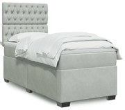vidaXL Pat continental cu saltea, gri deschis, 80x200 cm, catifea