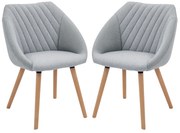 HOMCOM Set de 2 Scaune de Dining Design scandinav, Picioare subtiri din lemn de fag, Scaun cu spătar și brațe ergonomice, Gri | Aosom Romania