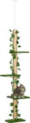 PawHut Stâlp Înalt pentru Pisici cu Tijă de Tensionare din Iută cu Frunze, 37x21x202-242 cm, Verde | Aosom Romania