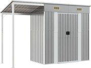 vidaXL Șopron de grădină cu acoperiș extins, gri deschis, 277x107x181 cm, oțel