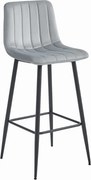 Scaun de bar POZZA VELVET cu picioare negre, gri deschis