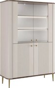 Vitrină cu patru uși Vesper 103 cm - cașmir / nuc / picioare aurii