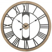 Ceas decorativ maro / negru din metal si MDF, ø 70 cm, Industry Mauro Ferreti