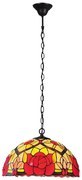 Brilagi - Candelabru Tiffany GARLAN cu vitralii, suspendat pe lanț, 2xE27/60W/230V