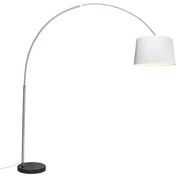 Lampă cu arc din oțel cu abajur din stofă albă 45 cm - XXL