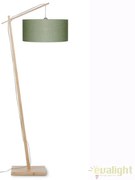 Lampadar cu cadru din bambus si abajur din tesatura in, Andes natur/ verde ANDES/F/4723/GF