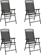 vidaXL Scaune pliante de grădină, 4 buc., gri melange, oțel/textilene