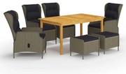 vidaXL Set mobilier de grădină, 7 piese, maro