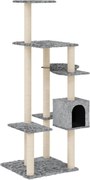 vidaXL Ansamblu pisici cu stâlpi din funie sisal, gri deschis, 142 cm