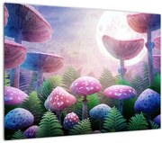 Tablou pe sticlă - Ciuperci sub lună plină (70x50 cm)