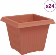 vidaXL Vază pătrată pentru flori 24 pcs Roșu cărămidă 20 x 20 x 16 cm