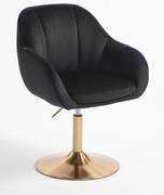 HR2055N Scaun Neagră din Catifea cu Bază Aurie