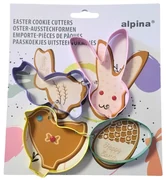 Set 4 forme, din metal, pentru prăjituri, model iepuraș, Alpina
