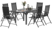 Outsunny Set Mobilier de Grădină din 7 Piese cu Masă Extensibilă și 6 Scaune Pliabile cu Cotiere, 180/90x90x75 cm, Gri | Aosom Romania